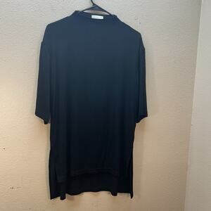 Lattelier Women Black Kimono‎ Hi Low Top Minimalist Quiet Luxury Textured SMALL